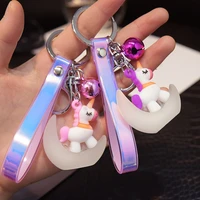 cute fairytale pvc unicorn keychain multi style horse key rings holder alloy key chain for women girls gift jewelry