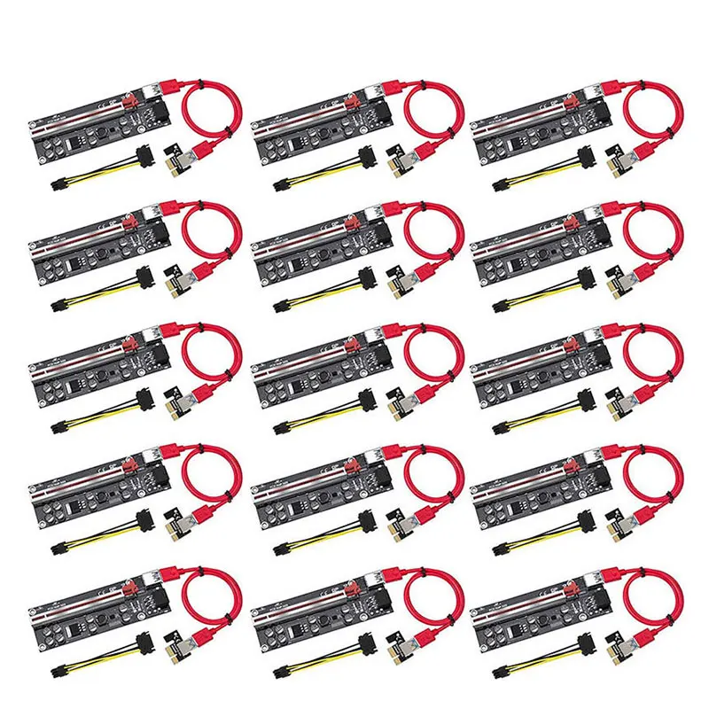 

15Pcs VER009S Pcie Riser 009s Plus Express 1X to 16X SATA To 6Pin USB 3.0 Cable Riser Card Adapter Mining Miner