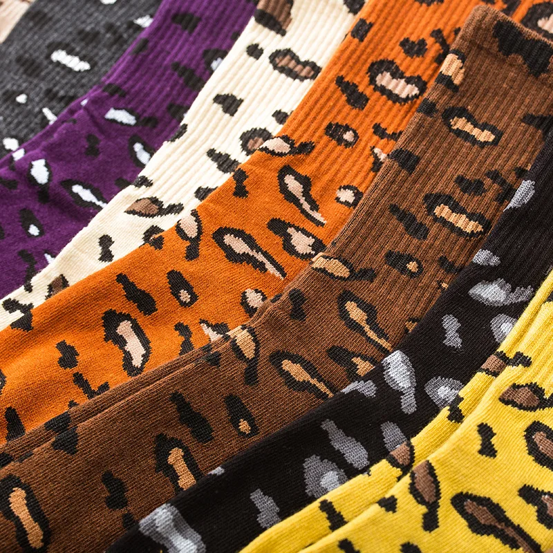 Популярные женские носки из хлопка с леопардовым принтом в стиле ретро модные