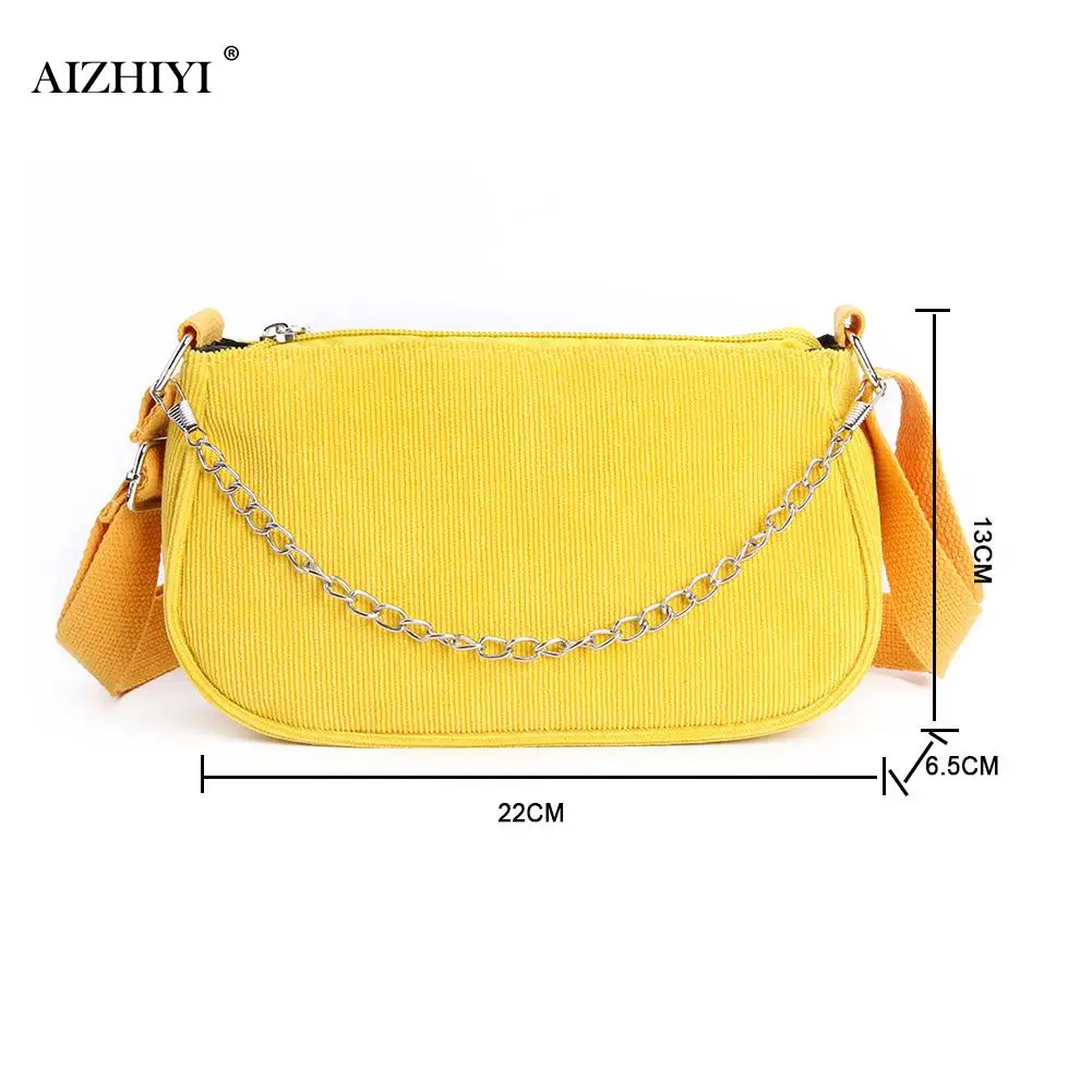 Женская однотонная сумка через плечо с цепочкой модная Вельветовая популярная