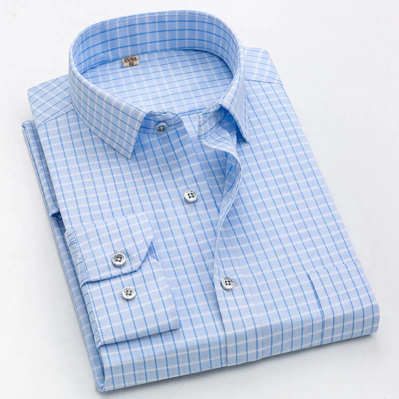 K88 light blue Новинка, брендовая мужская рубашка, мужские рубашки в полоску, мужская повседневная рубашка с длинным рукавом, деловая официальная рубашка в клетку, camisa social - Цвет: K88 light blue