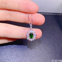 fine jewelry 925 sterling silver inlay with natural gemstone womens luxury vintage diopside pendant necklace support detection