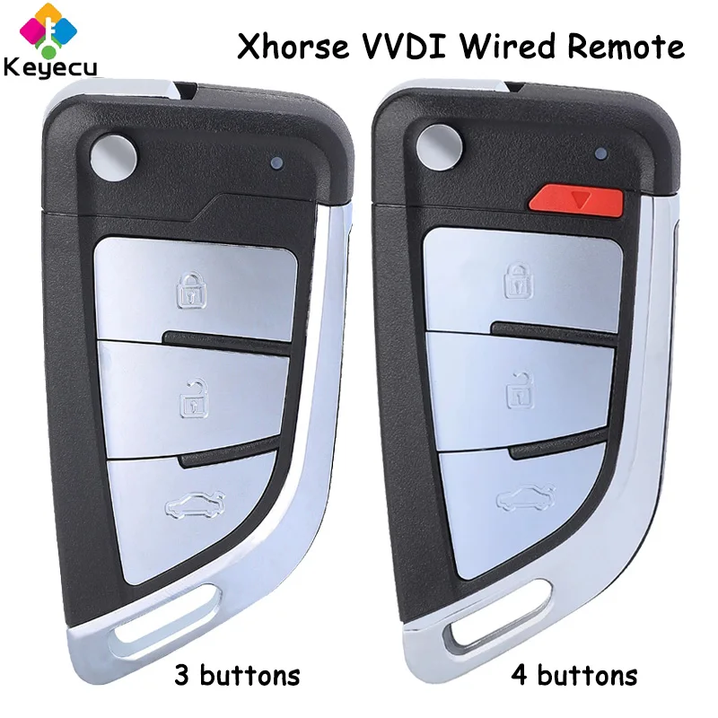 

KEYECU XHORSE английская версия XKKF20EN XKKF21EN нож флип-стиль 3/ 4 кнопки проводной универсальный дистанционный ключ для VDI ключ инструмент VVDI2