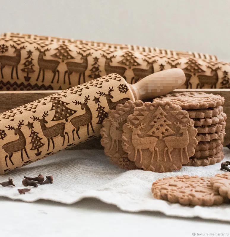 35 см Рождество тиснение Скалка выпечки печенье фондан пирог теста гравировка на