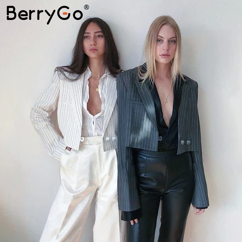 BerryGo Офисная Женская блузка в полоску рубашка на пуговицах шнуровке женские