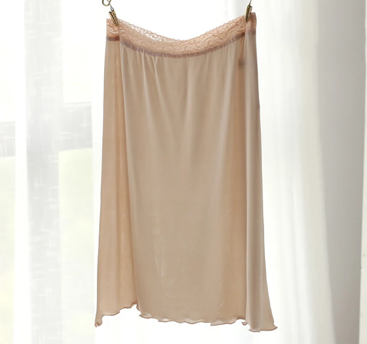 Однотонная Летняя женская юбка шелковая вязаная кружевная дышащая нескользящая