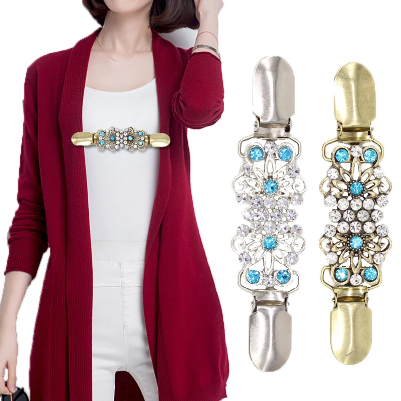 Женская винтажная шаль с кристаллами элегантная на утином пуху застежка для