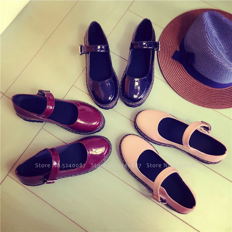 Студенческие готические кожаные туфли на плоской подошве в британском стиле для