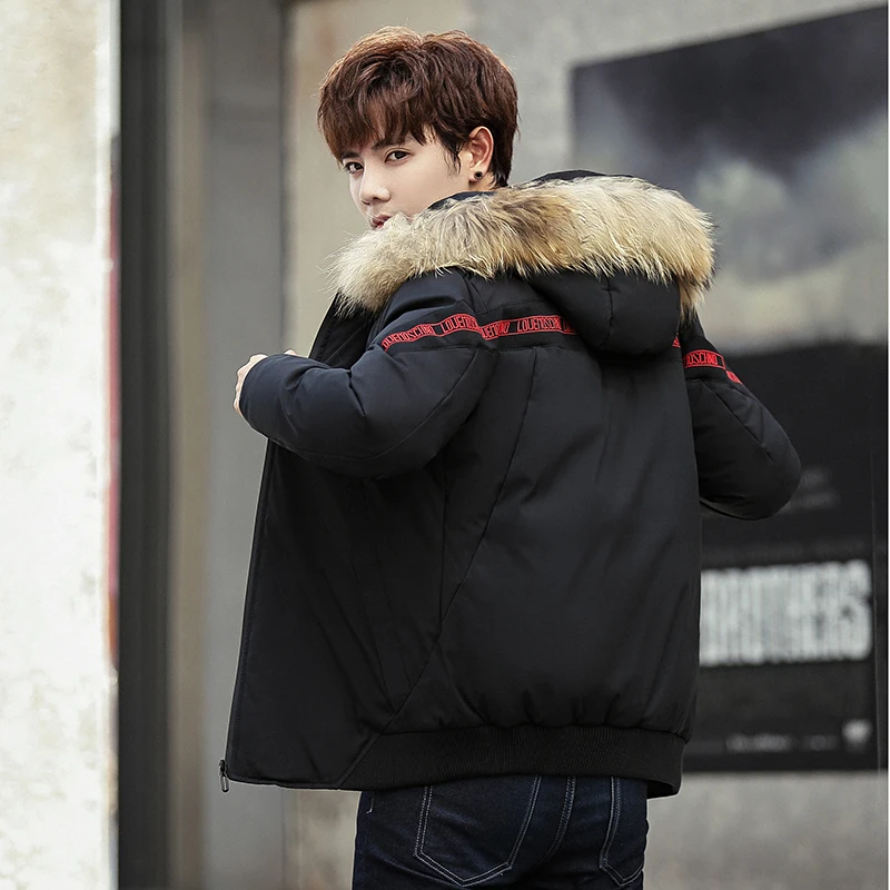 Winter down jacket men faux fur collar New outdoor warm down jacket men's fashion brand high quality