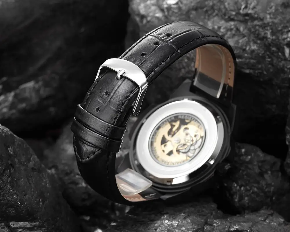 

2020 Vintage Bronze Mechanical Watches for Men Automatic Watch Skeleton Transparent Wrist Watch Mens Clock