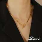 DAXI цепь на шею женская золотая цепочка цепочки с подвесками Трендовое ожерелье из золотой цепочки для женщин Подвесные цепи ожерелье Verbunden Kreis Halsketten женское эстетическое ожерелье