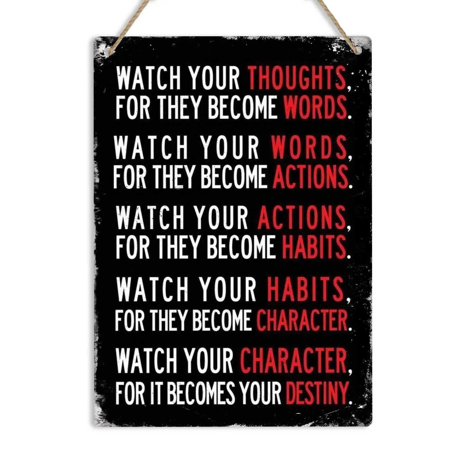 

Watch Your Thoughts Motivational 8x12 Inch Metal Decor Signs