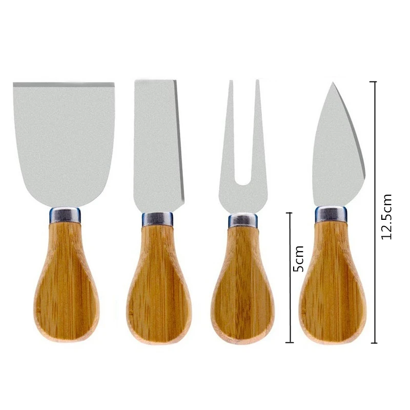 4pcs/set Wood Handle Knife Sets Bamboo Cheese Cutter Slicer Kitchen Cheedse Stainless Steel Knife Kitchen Cooking Accessories images - 6