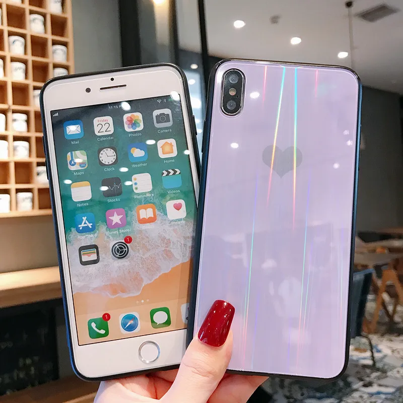 Aurora love для iPhone Xs MAX XR X чехол из закаленного стекла ПК 6 6s 7 8 Plus задняя крышка honor 8X
