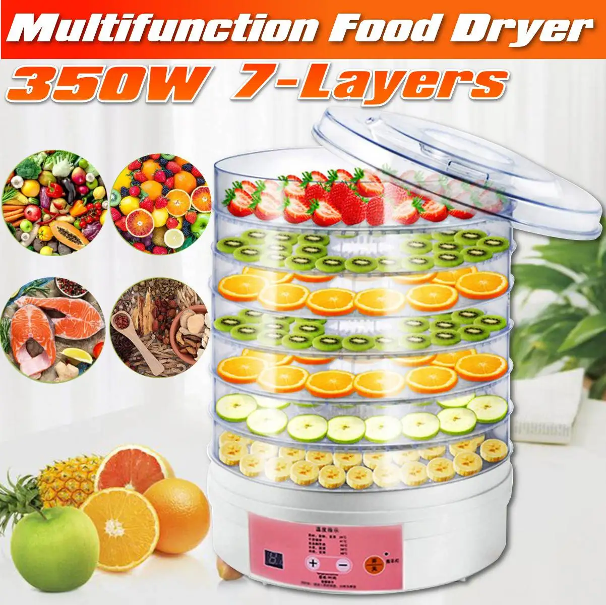 

Dried Fruit Vegetables Herb Meat Machine Household Mini Food Dehydrator Pet Meat Dehydrated 7 trays Snacks Air Dryer