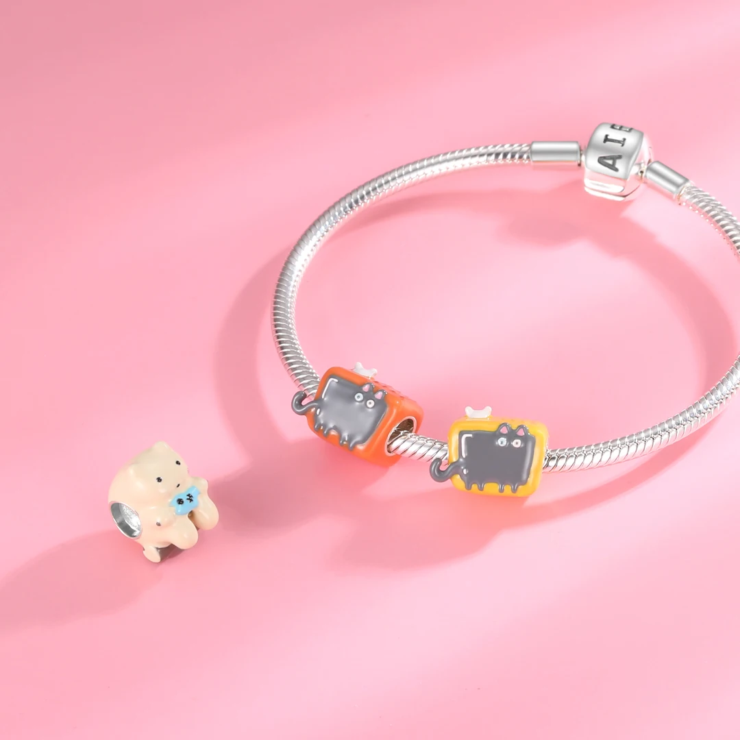 

Изысканные бусины из серебра 925 пробы с изображением кота, еаттинга, рыбы, животных, для изготовления ювелирных изделий, подходят для оригин...