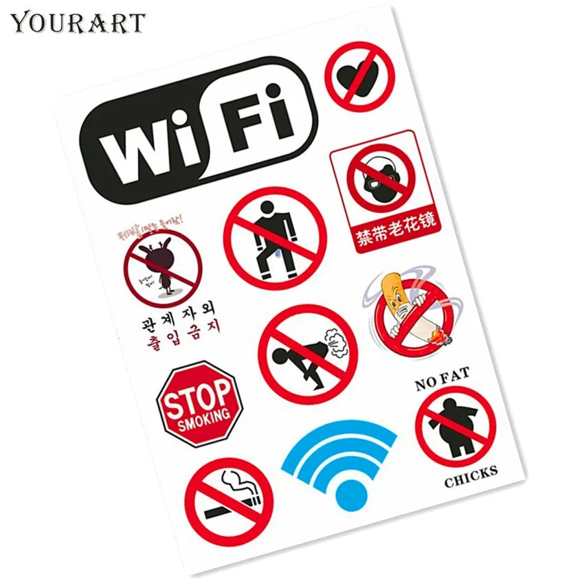 

Warning Banning sign labels NO FAT CHICKS Funny Car sticker WiFi Guitar skateboard luggage Laptop Skins Tablet Computer Stickers