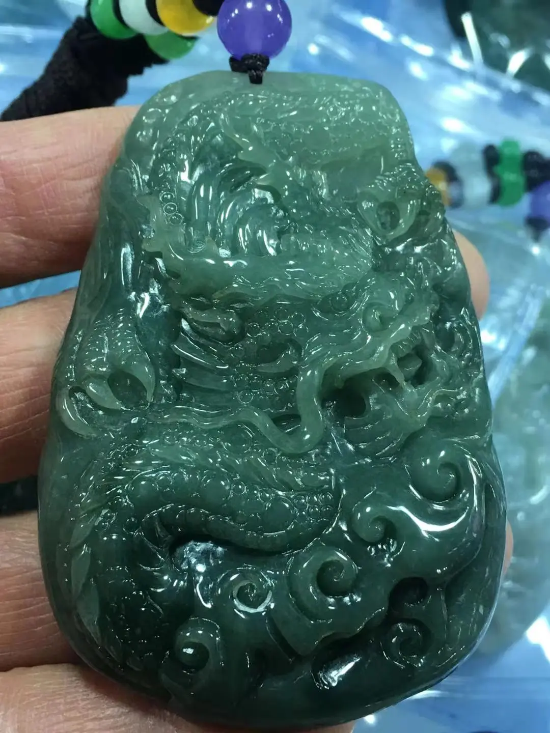 

Natural 7A Myanmar jade Hand-Carved dragon green jade pendant jade necklace men women pendants blue jade jewelry