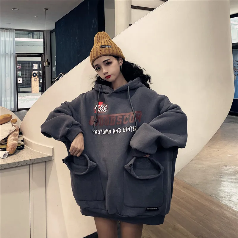Joinyouth Толстовка корейский Harajuku толстовки Осень Зима теплые свитшоты свободные