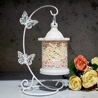 elegant rattan butterfly hanging night light hollow candlestick wrought iron electric lamp candle holder home daily handicraft