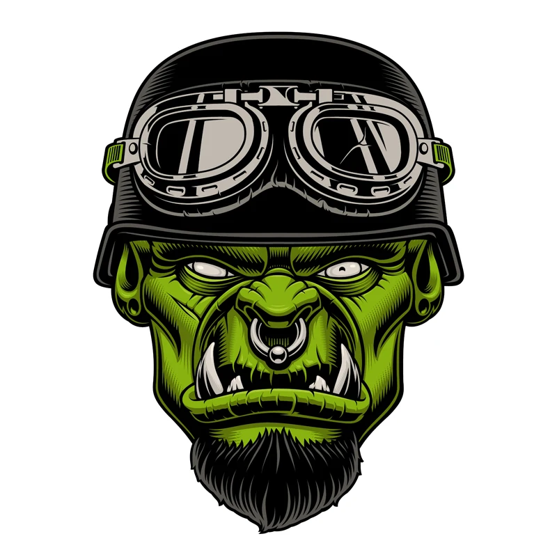 

Interesting Orc Series HOT ROD Flying Helmet Style Angry Expression Car Motorcycle Stickers PVC Decal