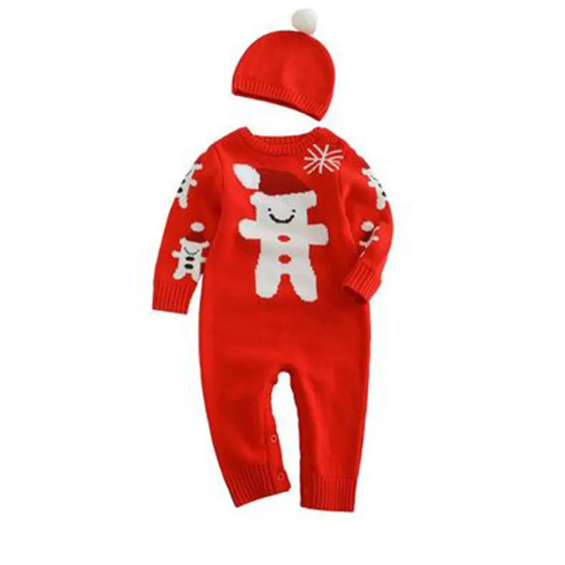 Детская зимняя одежда 2019 г. Вязаный новогодний костюм теплые комбинезоны для