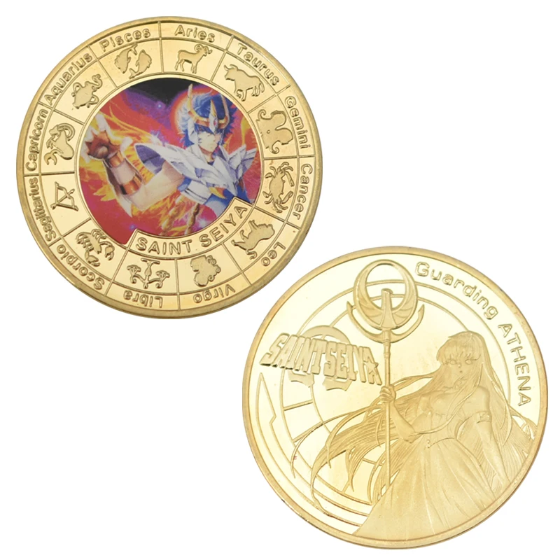 Лидер продаж монеты Saint Seiya позолоченные Коллекционные с держателем для монет