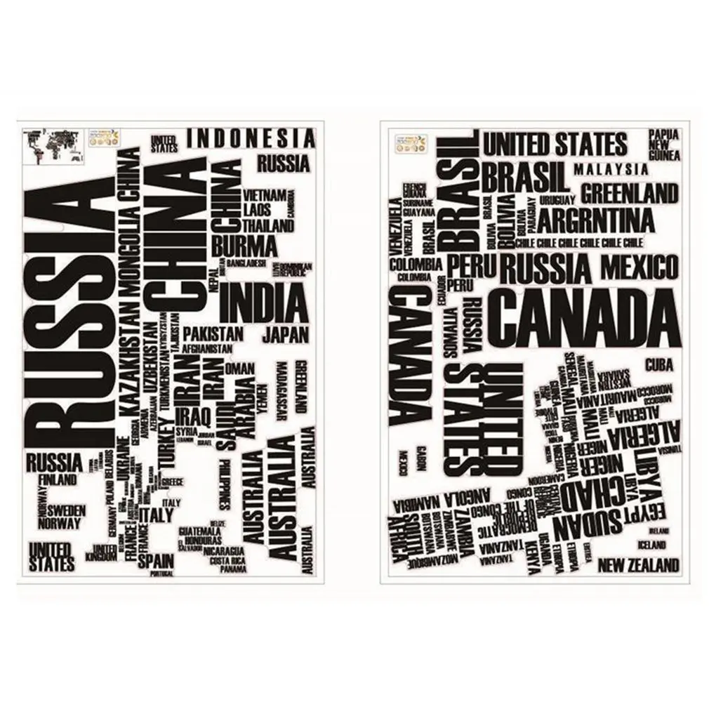 Большой английский алфавит Карта мира название страны наклейка на стену
