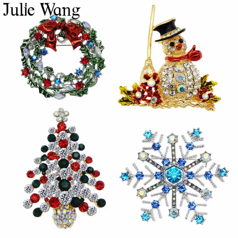 Julie Wang 4-9 искусственная Рождественская брошь разразы Смешанная эмаль Снеговик