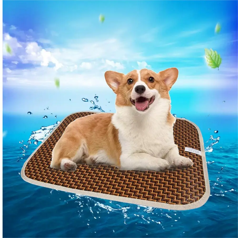 

Hot Sale New Summer Dogs Pad Puppy Bamboo Mat Cat Cooling Bed Straw Bamboo Cozy Sleeping Pads Ice Mats for Keeping Pet Cool