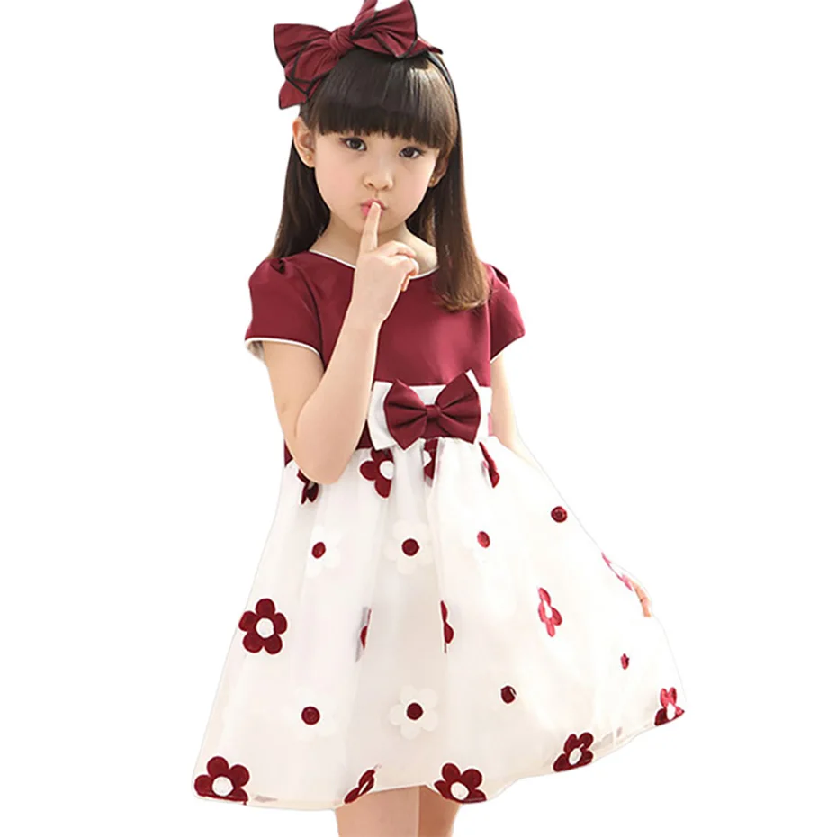 Floral Dress For Girls 2020 Summer Mesh Bow Kids Clothes Children's Spring Teen Clothing 6 8 12 Years | Детская одежда и обувь