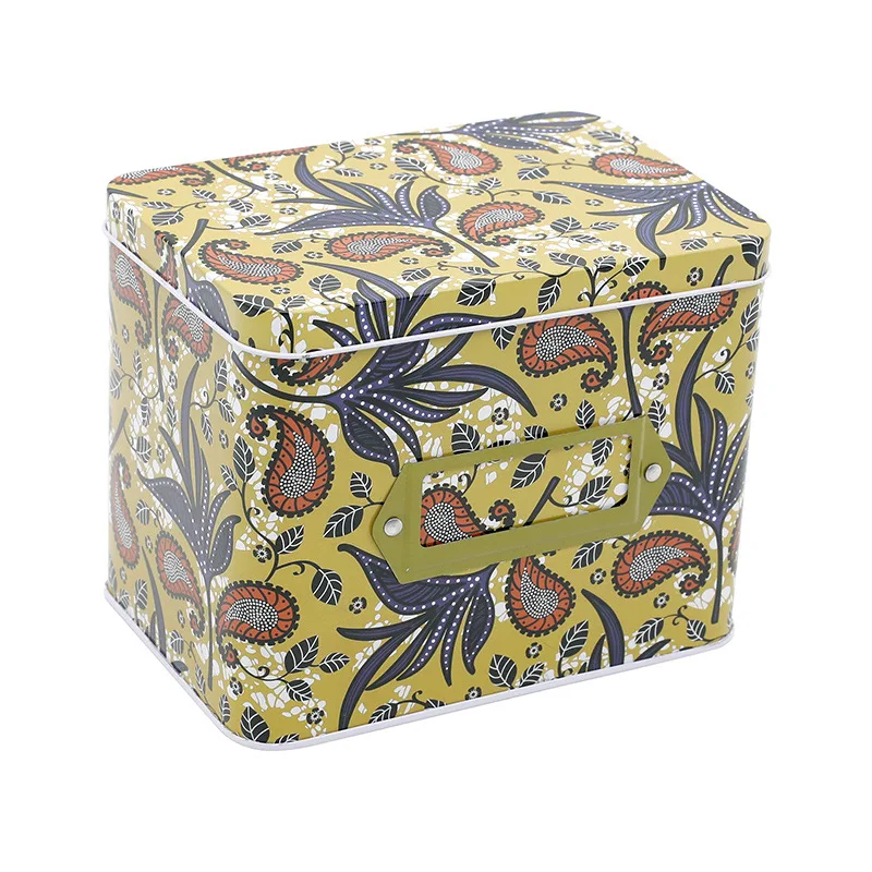 Flowers Tin Storage Box with Label Holder Large Capacity Candy Biscuits Home Organizer Coffee Sugar Tea Container | Дом и сад