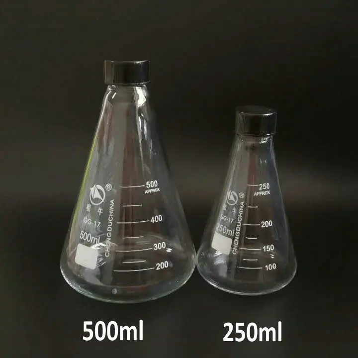 

1 шт./лот 50/100/150/250/500/1000 мл стеклянная колба erlenmeyer коническая колба бутылка с крышкой