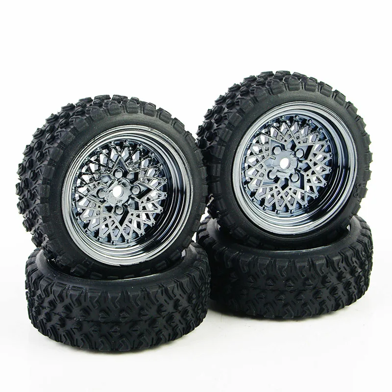 

RC 4Pcs 1/10 Rally Tires Wheel Rim 12mm Hex 10362+21104 For HSP HPI 1:10 Off Road Car