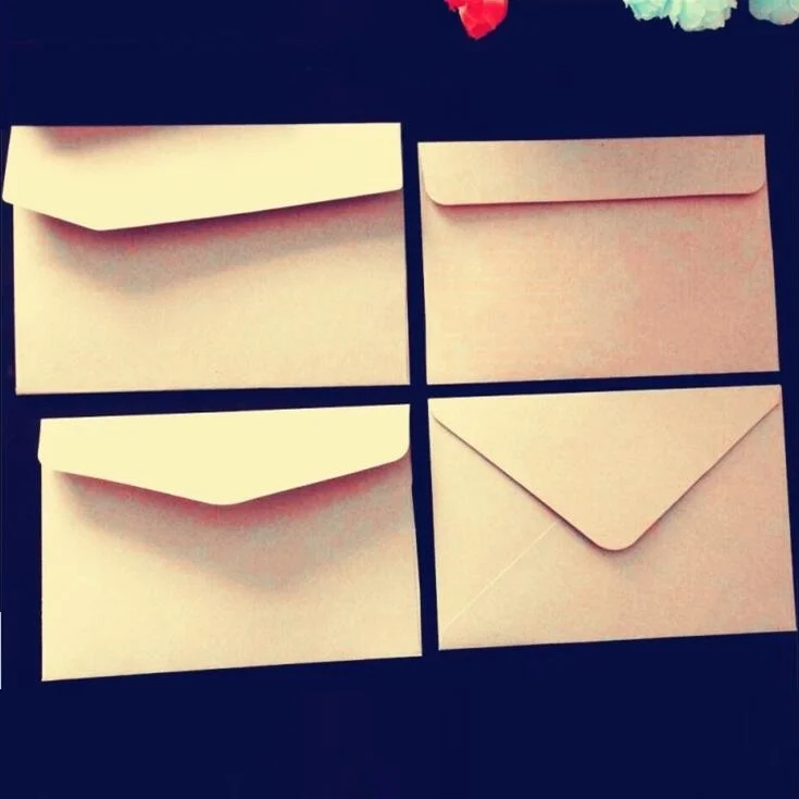 

100pcs Vintage paper Envelope Side Flat Leather Invitation Letter wedding Gift packaging envelopes for invitations kraft buste