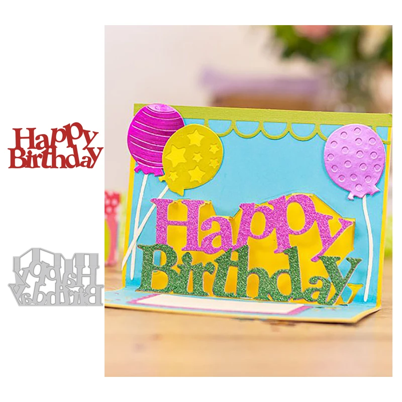 Birthday Greeting Card Craft Metal Cutting Frame Templates Scrapbooking Embossing Paper Cards Photo Album Stencils Dies | Дом и сад