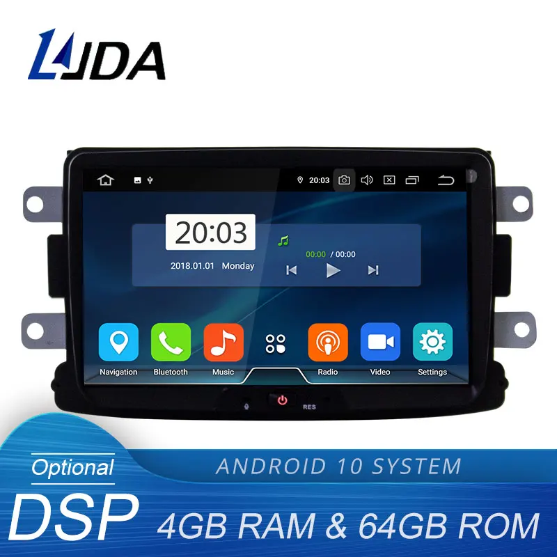 LJDA 1 DIN Android 10 автомобильный DVD GPS Радио для Dacia/Sandero/Duster/Captur/Lada/Xray 2/Logan 4G + 64G WIFI