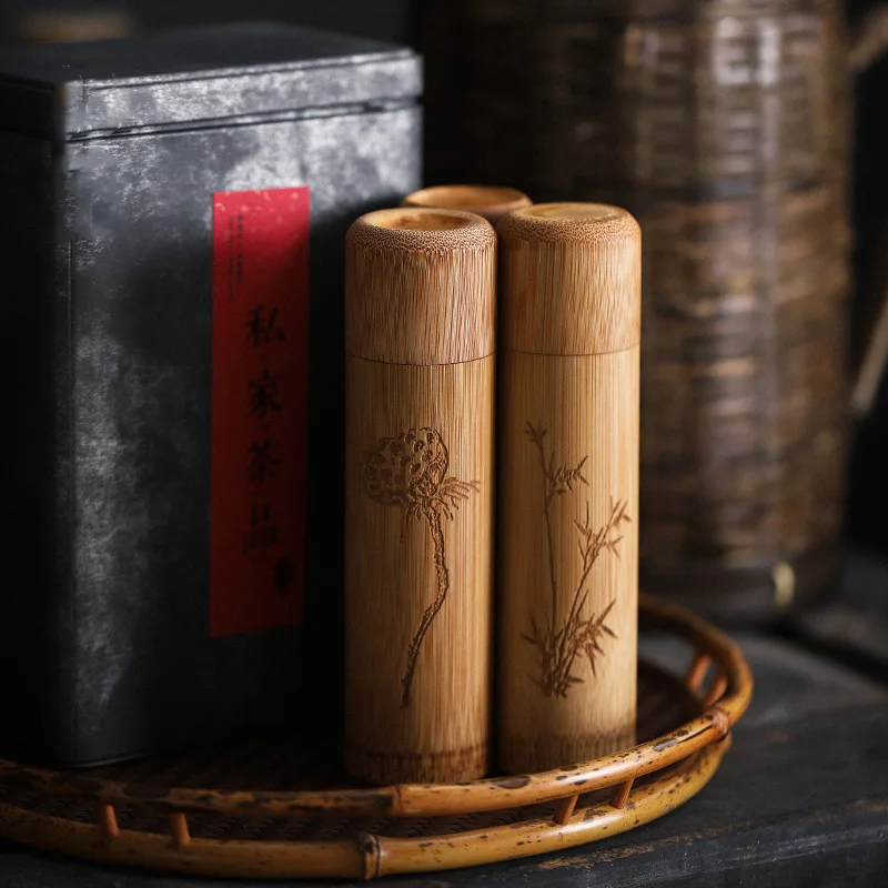 Маленькие бамбуковые керамические чайные кадки мини-канистры для чая или еды