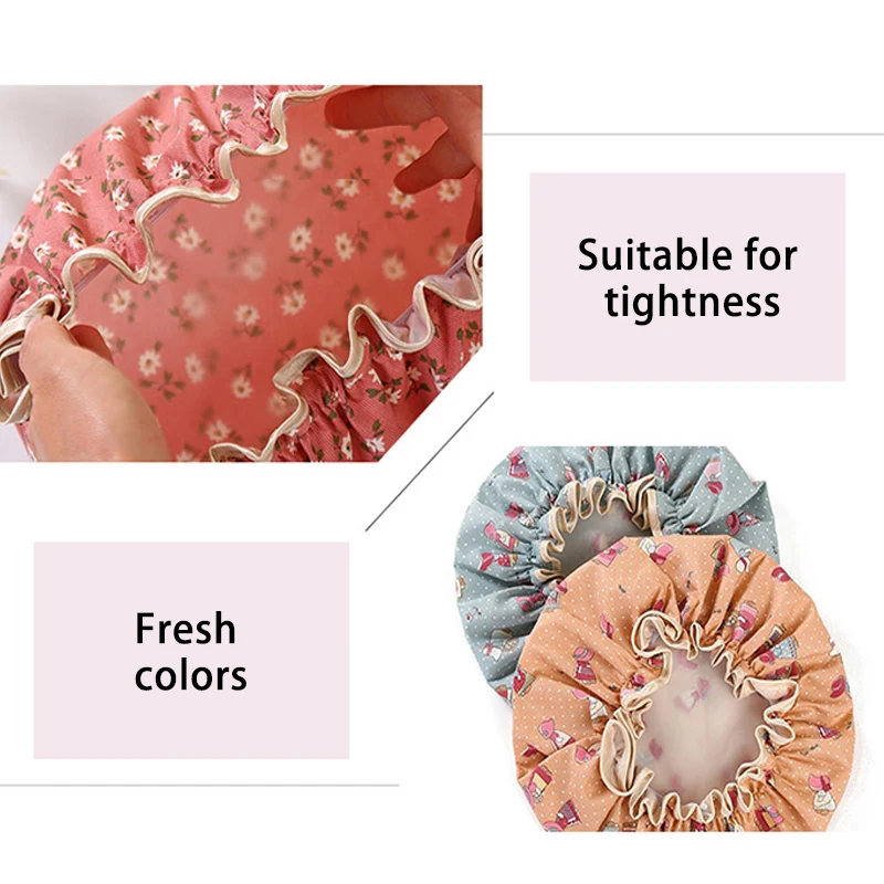 Шапка женская двухслойная плотная атласная для душа водонепроницаемая шапочка