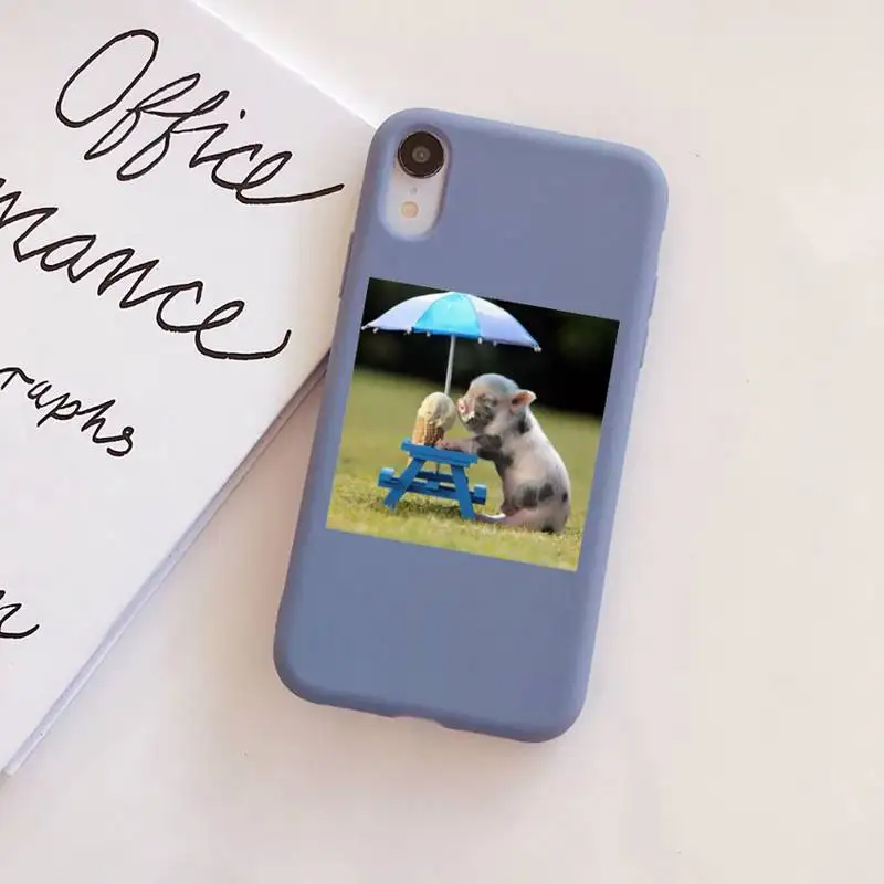 

Cute Pink Pet Pig Original Liquid Silicone Phone Case for iphone 11 Pro Max X XS Max XR Candy Color For iPhone 7 8 6 6S Plus