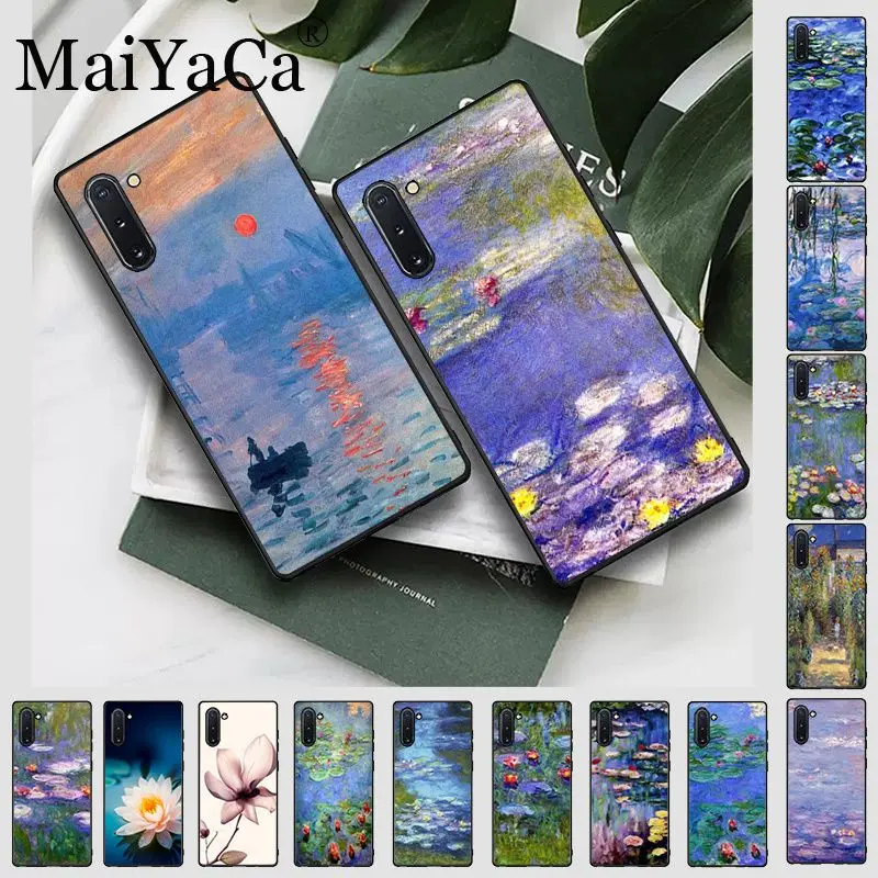 Monet Garden Lotus Мягкий силиконовый чехол для телефона из ТПУ Galaxy note10 note8 note9 note5 note4 s10plus
