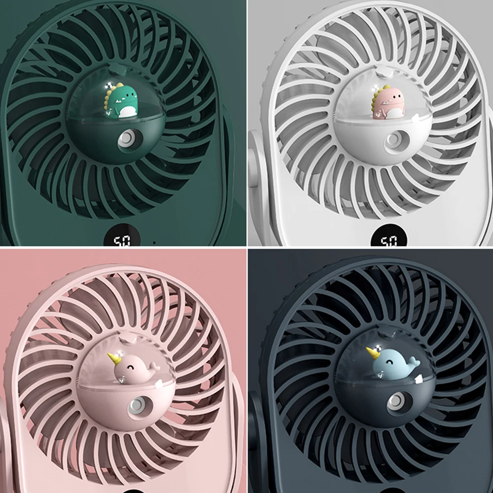 

2 In 1 Mini Spray Fan Plug-in Cute Cartoon Low Noise Mist Fan Strong Wind Speed Mini Desktop Cooling Fans Air Humidifier Gift