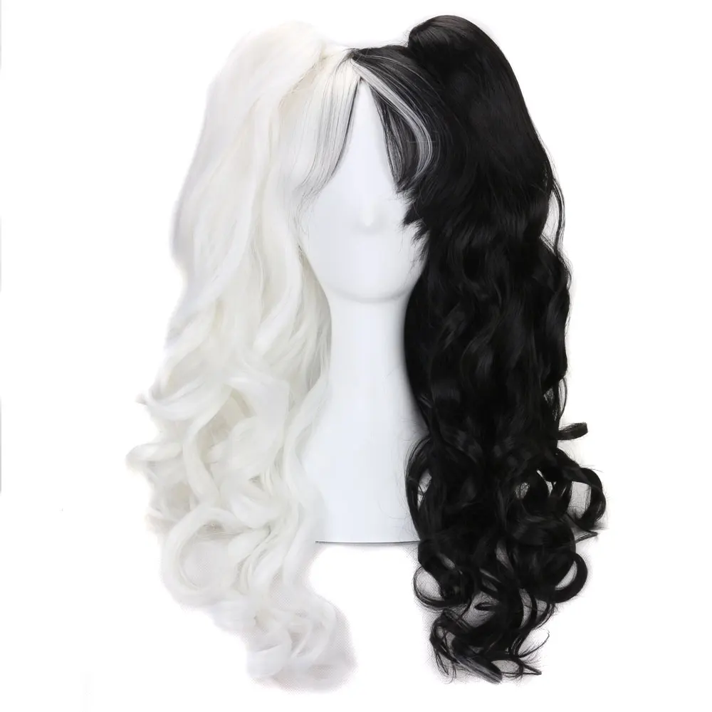 Длинные искусственные волосы с 2 хвостиками для Хэллоуина красный черный