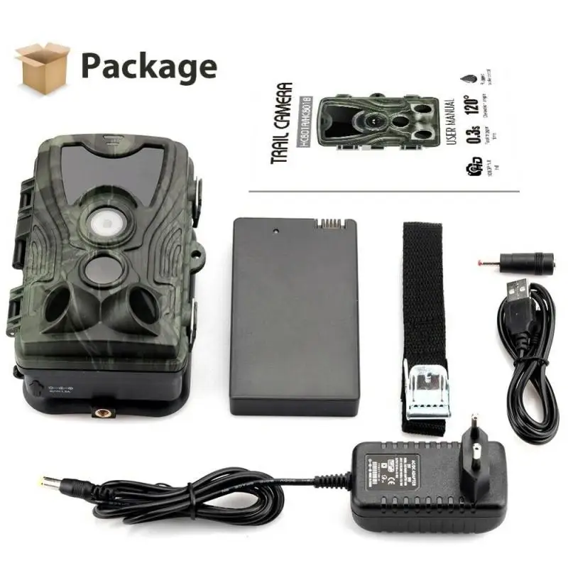

1080P Hunting Camera 64GB HC801A Li-Battery 16MP Trail Camera Outdoor Waterproof IP65 Photo Traps 0.3s Trigger Time Wild Tools