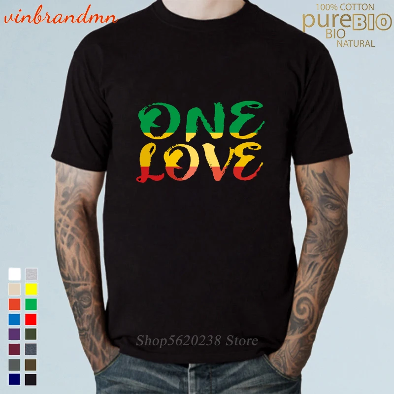 Футболка мужская с надписью one love хлопковая тенниска круглым вырезом модная