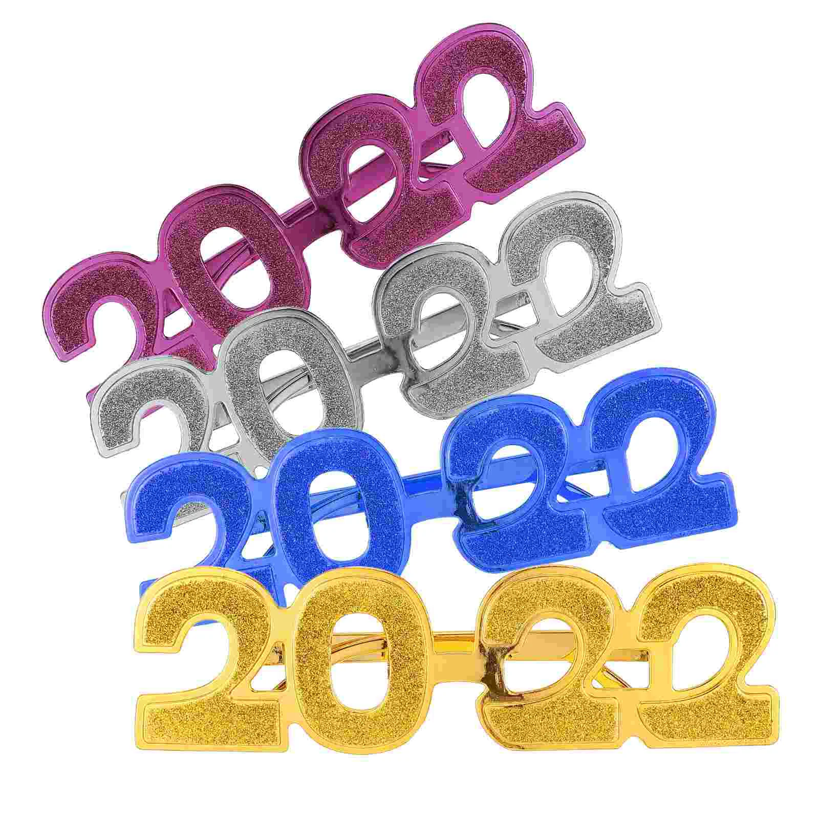 

4pcs New Year Eyeglasses Photo Props Decorative Glasses Funny Party Glasses