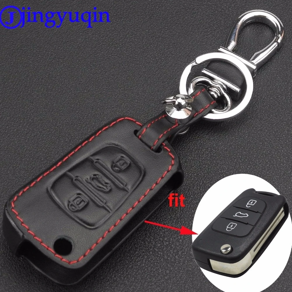 Чехол для ключей из кожи с 3 кнопками Kia RIO K2 K5 Sportage Sorento Hyundai i20 i30 i35 iX20 iX35 Solaris Verna|i30 key