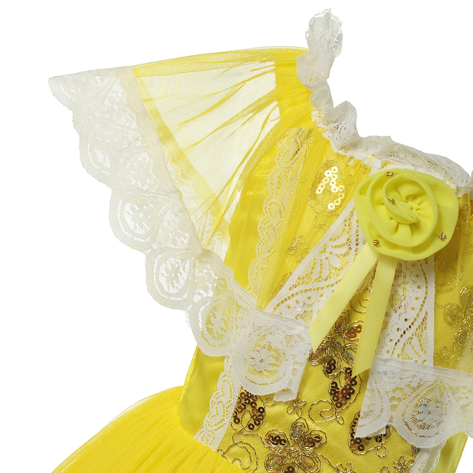 Новинка платье принцессы Белль для девочек костюмы косплея Детские Желтые