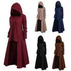 Длинное черное платье в готическом стиле, женское трикотажное платье с капюшоном, стиль размера плюс, топы, весна-осень, 2020