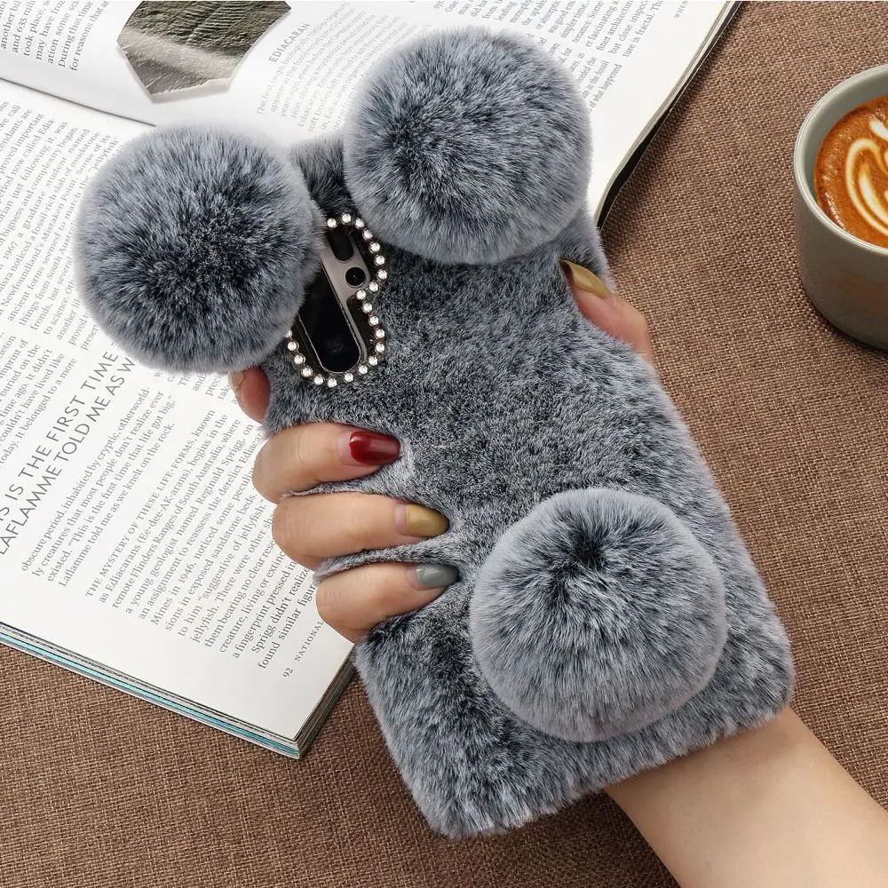 Роскошный милый чехол LAPOPNUT с объемным рисунком панды и теплым кроличьим мехом